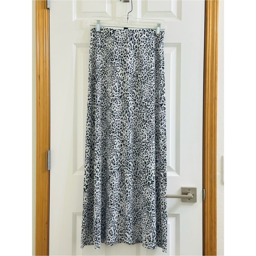 Halogen Black White Leopard Print Maxi Skirt Size Small Boho Midi Nordstrom Rack